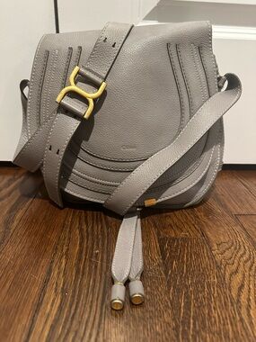 Cashmere Grey Marcie Leather Saddle Bag